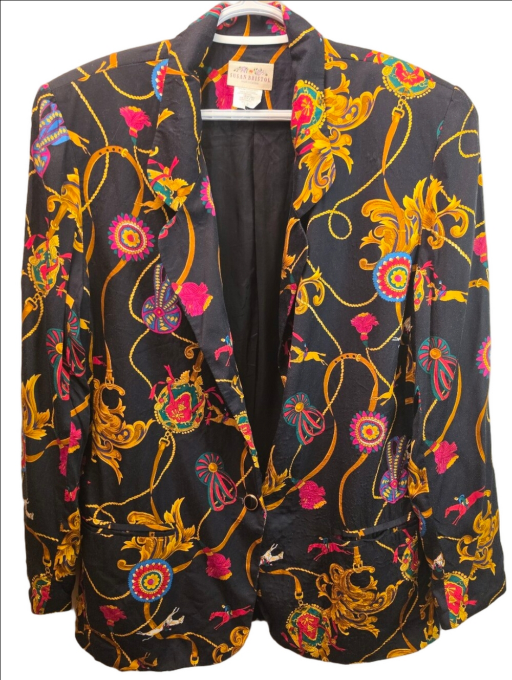 Vintage Susan Bristol Equestrian Baroque Blazer 100% Rayon Made Canada Size 2
